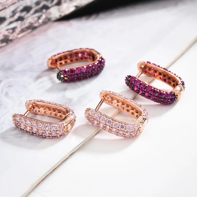 Новые модные трендовые серьги цветные циркониевые геометрические маленькие