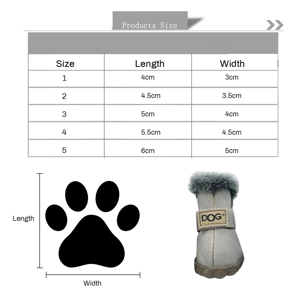 4 шт./компл. зима Обувь на теплом меху собака резиновой подошве Нескольские зимние