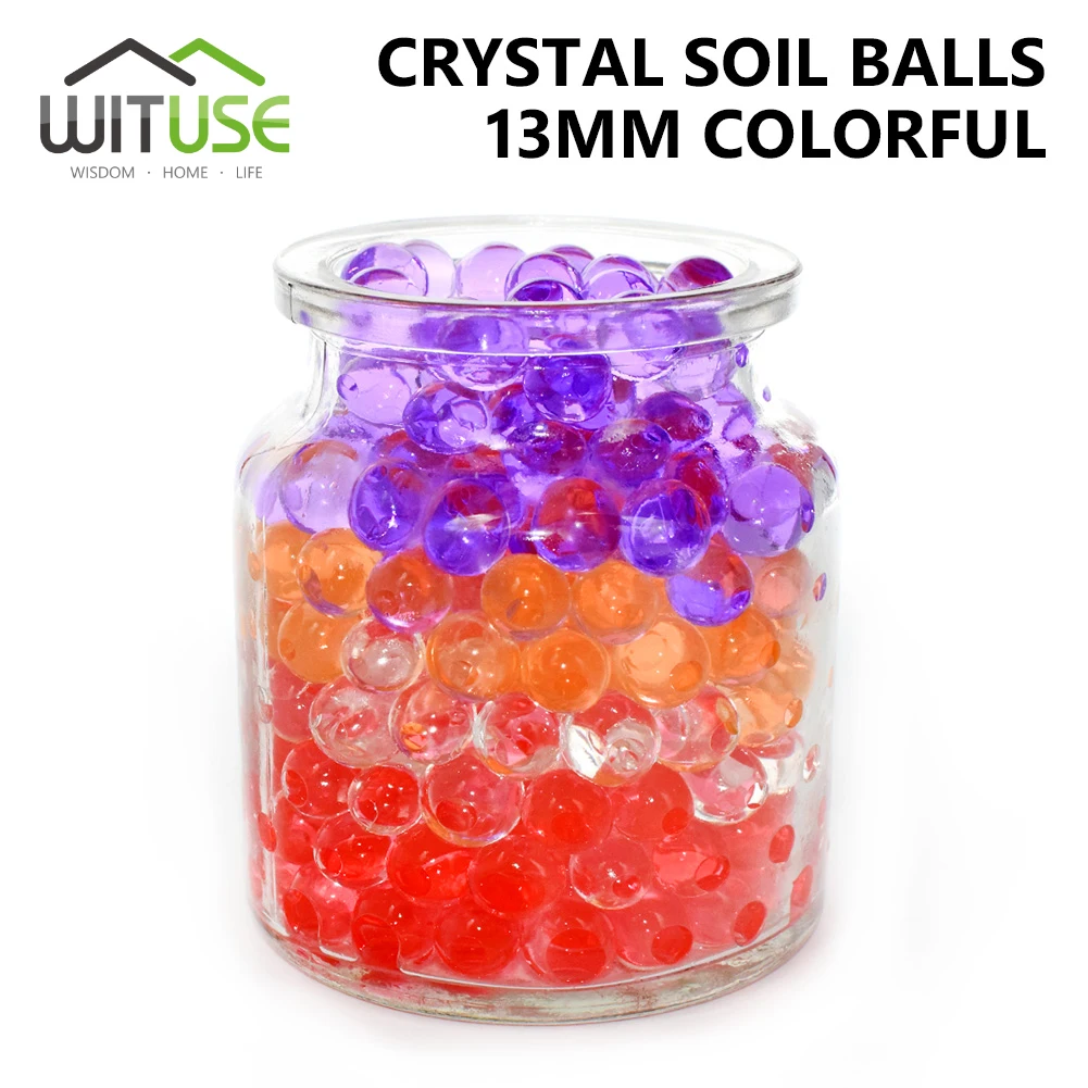 

1000pcs 13mm Colorful Pearl Gel Ball Polymer Hydrogel Crystal Mud Soil Water Beads Orbiz Grow Magic Wedding Home Decoration