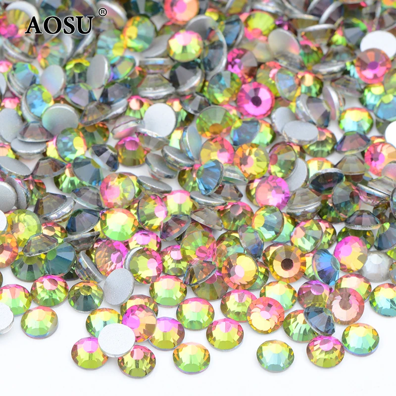 

JUNAO Top Quality SS6 8 10 12 16 20 30 Flatback Rhinestone Rainbow Nail Art Decoration Crystals Glass Stone Non Hotfix Strass