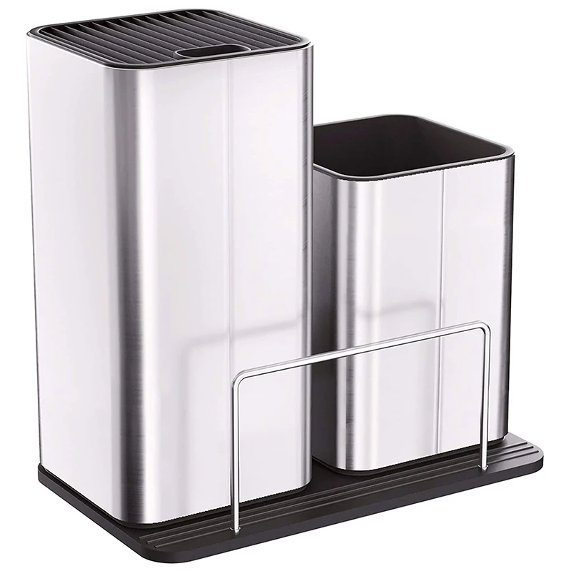 

Kitchen Universal Knife Block Utensil Holder Set, 2 in 1 Flatware Holder Organized, Holds Up to 12 Knives, Spatula Forks