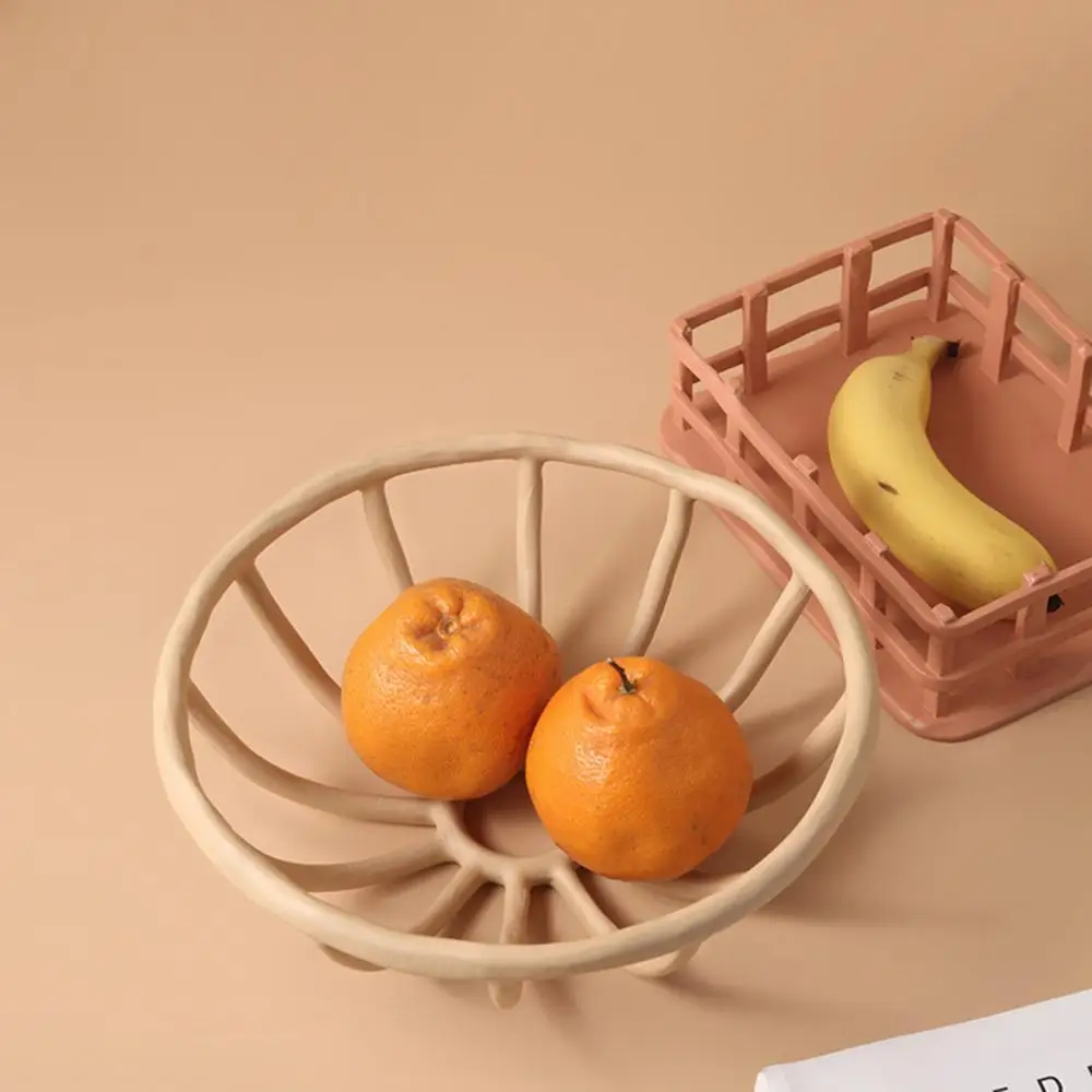 

Nordic Creative Resin Morandi Hollow Fruit Tray Home Living Room Porch Desktop Fruit Plate Snack Candy Bowl Furnishings Crafts