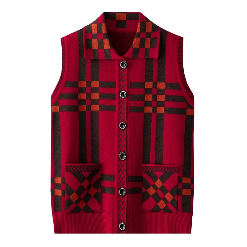 Женский свитер вязаный кардиган жилет для женщин среднего и пожилого возраста