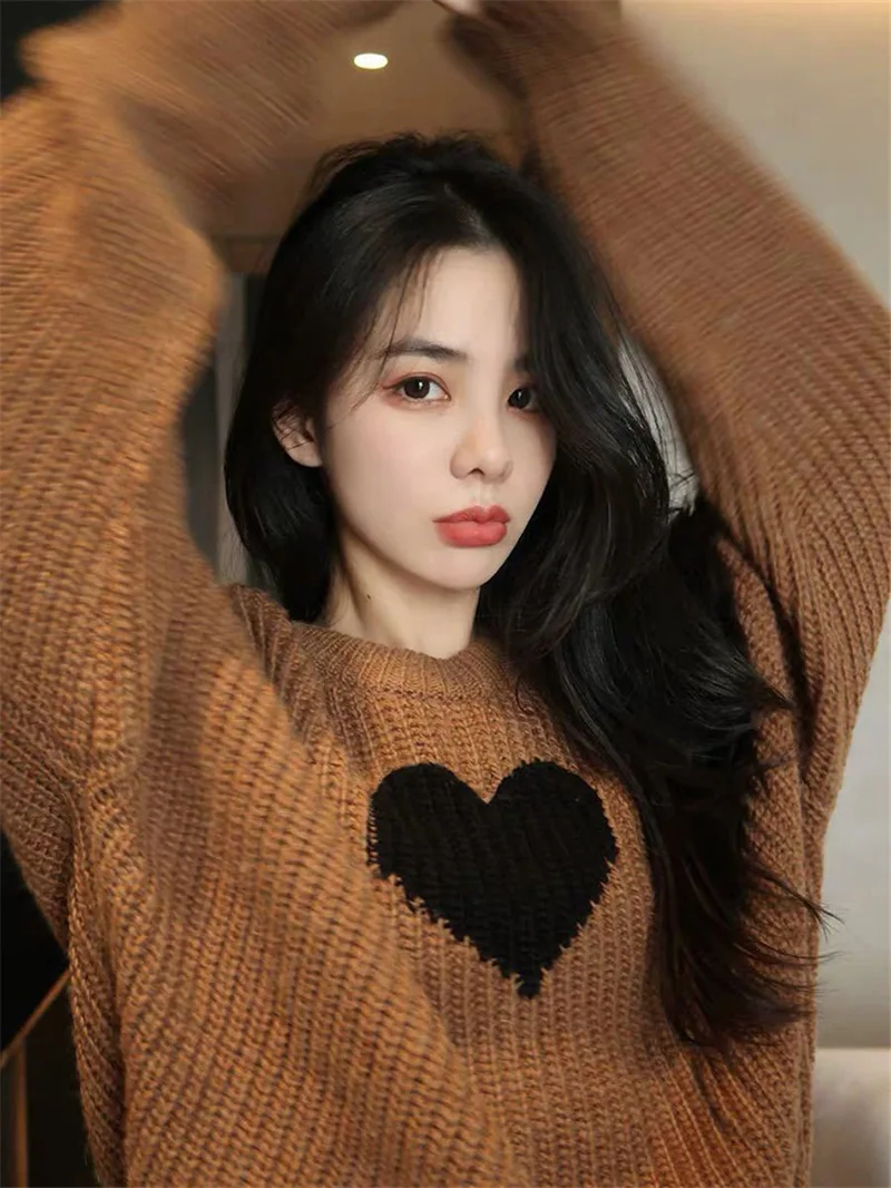 

Qiu Dong Big Yards Dress Loose Languid Is Lazy Wind Pullovers Female Fat Mm Show Thin Belly Outside Knit Wear Coat