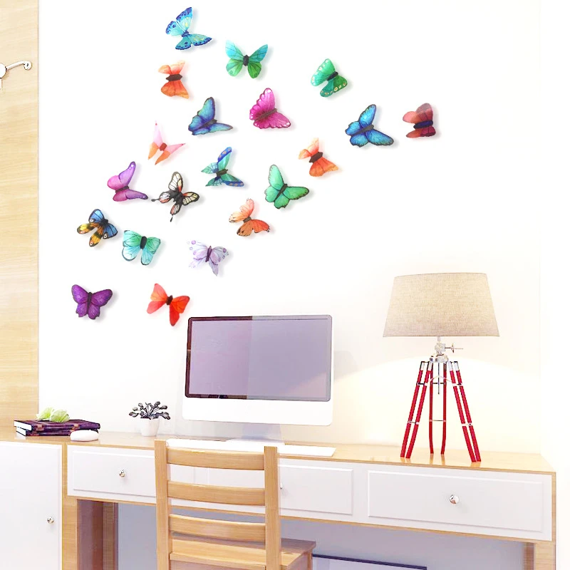 

New 3D stereo butterfly 21/30PCS installed bedroom living room decoration removable DIYPVC wall stickers