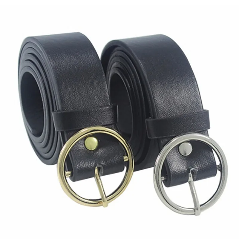 

1pcs Girls Belts Leather Round Metal Pin Buckle Waist Belt Waistband