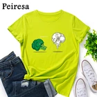 Женская летняя хлопковая Футболка с рисунком брокколи, Повседневная модная женская футболка с коротким рукавом и круглым вырезом