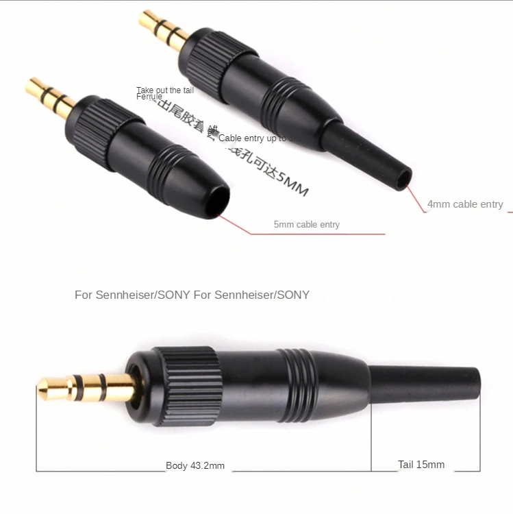 Черный 3 5 мм 1/8 &quotстерео винт аудио замок коннектор для Sennheiser SonyD11/V1/P03 микрофон