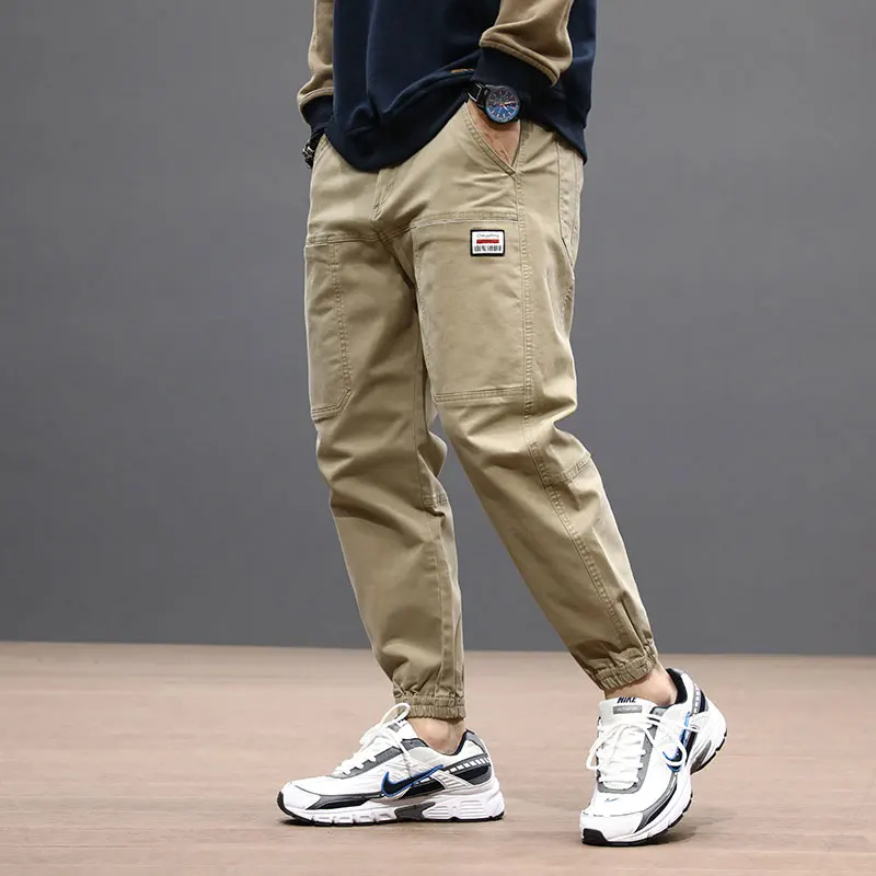 

2022 японские модные мужские джинсы свободного кроя, повседневные бриджи, брюки-султанки, джинсы с эластичным поясом в стиле хип-хоп для мужчи...