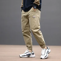 japanese fashion men jeans loose fit casual spliced denim cargo pants harem trousers elastic waist hip hop jeans men joggers