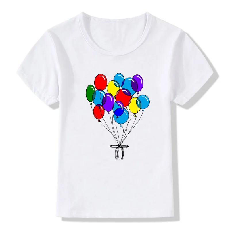 Футболка для девочек детская футболка с принтом воздушных шаров летняя модная