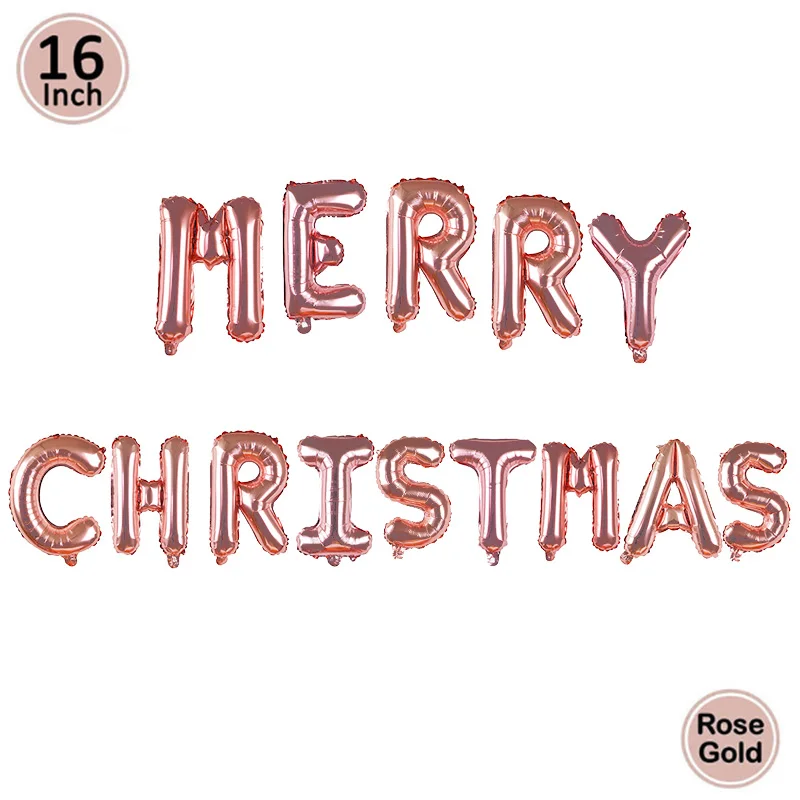 Merry Christmas Счастливый год фольгированные воздушные шарики с буквами и цифрами рождественские украшения для дома вечерние воздушные шары из розового золота новогодний декор - Цвет: Merry Christmas