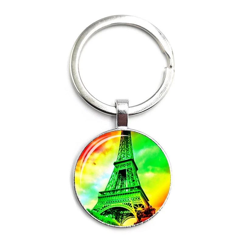 

2020 Fashion Creative Fantasy Eiffel Tower Time Glass Pendant Keychain Men and Women Jewelry Keychain