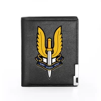 men leather wallet military special air service printing billfold slim credit cardid holders inserts money bag short purses
