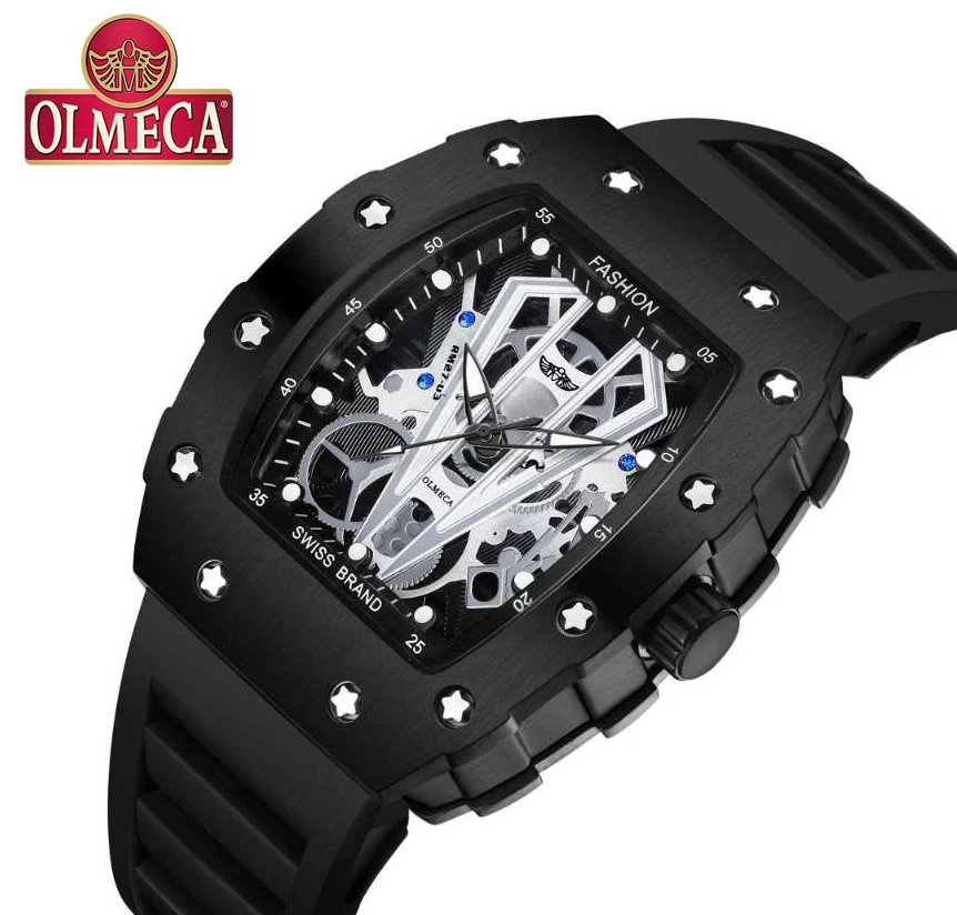 OLMECA Роскошные спортивные часы мужские модные Кварцевые пластиковые наручные