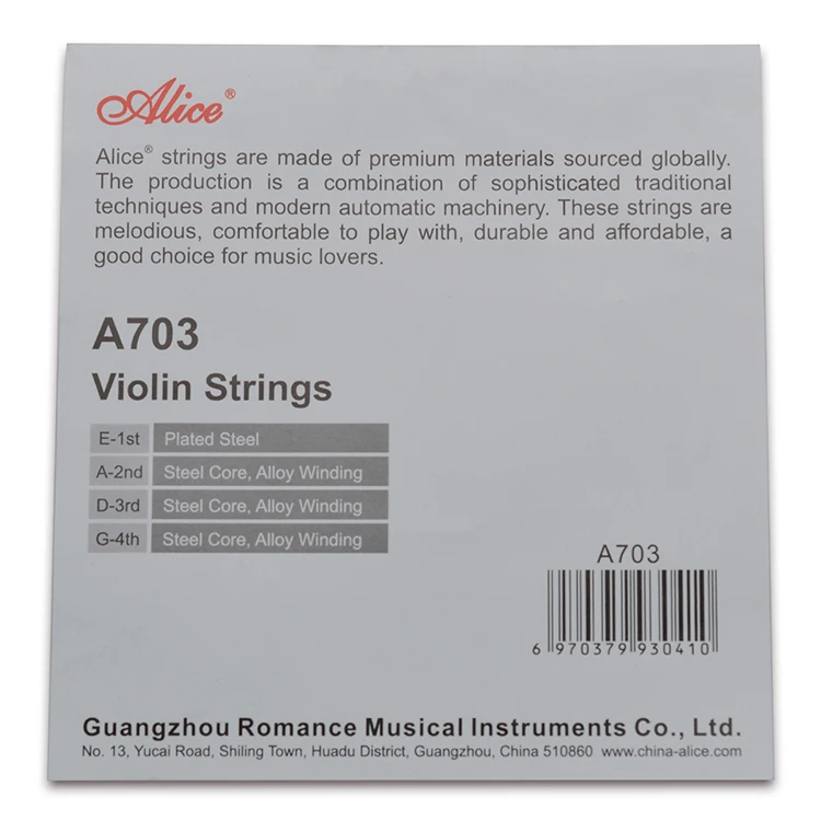 

10SET Alice A703 Violin String Stainless Steel Steel Core White Bronze Wound Violin String Violin Parts
