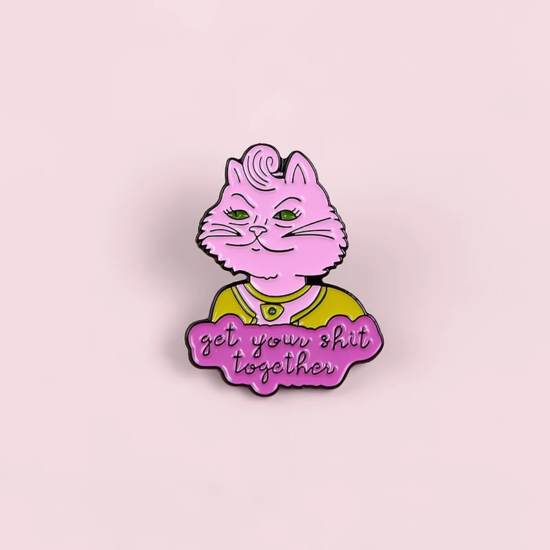 Получите свою рубашку вместе эмалированные булавки розовые Броши в виде кота