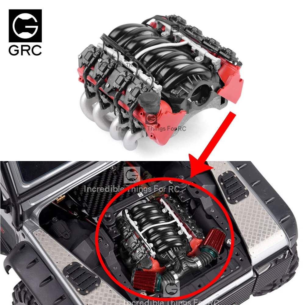 

RC Car GRC LS7 V8 Simulate Engine Motor Cooling Fans Radiator for 1/10 RC Crawler TRAXXAS TRX4 TRX6 AXIAL SCX10 III Redcat GEN8