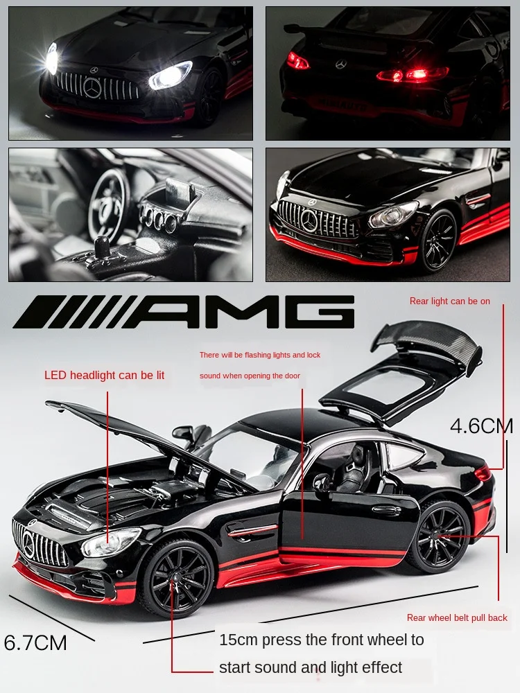 Модель автомобиля Mercedes-benz GT Supercar сплав звук светильник сопротивляемость