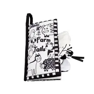 Детская тканевая книга для раннего обучения помощь в обучении черный белый хвост тканевая книга для малышей Дети визуальная тканевая книга интерактивные игры игрушка