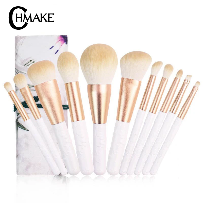 Кисти CHMAKE 11 шт. высокое качество Золотая смола Кисть для макияжа пудра основа