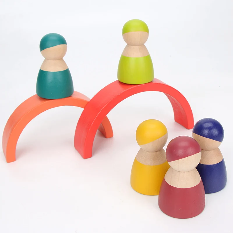 

Wood Rainbow Blocks Wooden Rainbow Stacker Kids Educational Toys Wood Stacking Toy Wood Building Blocks Wooden Toys