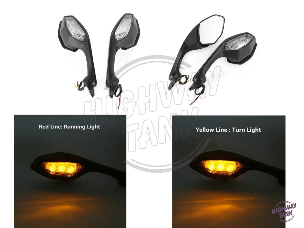 

Black Motorcycle Rear view Mirror LED Turn Lighting Signal case for Yamaha YZF-R1 2015 2016 2017 YZF-R6 2017