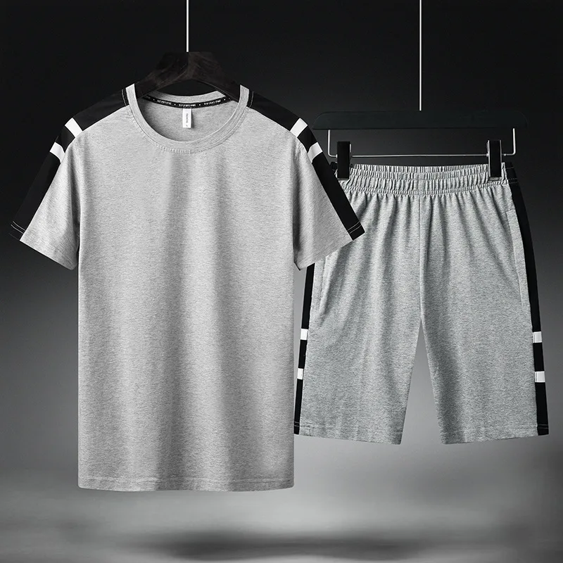 M-6XL Summer Men's Running Shorts Casual Tracksuit Sportswear Mens Out Fit Man Sets Pants Male Sweatshirt Men Gym Clothes | Спорт и