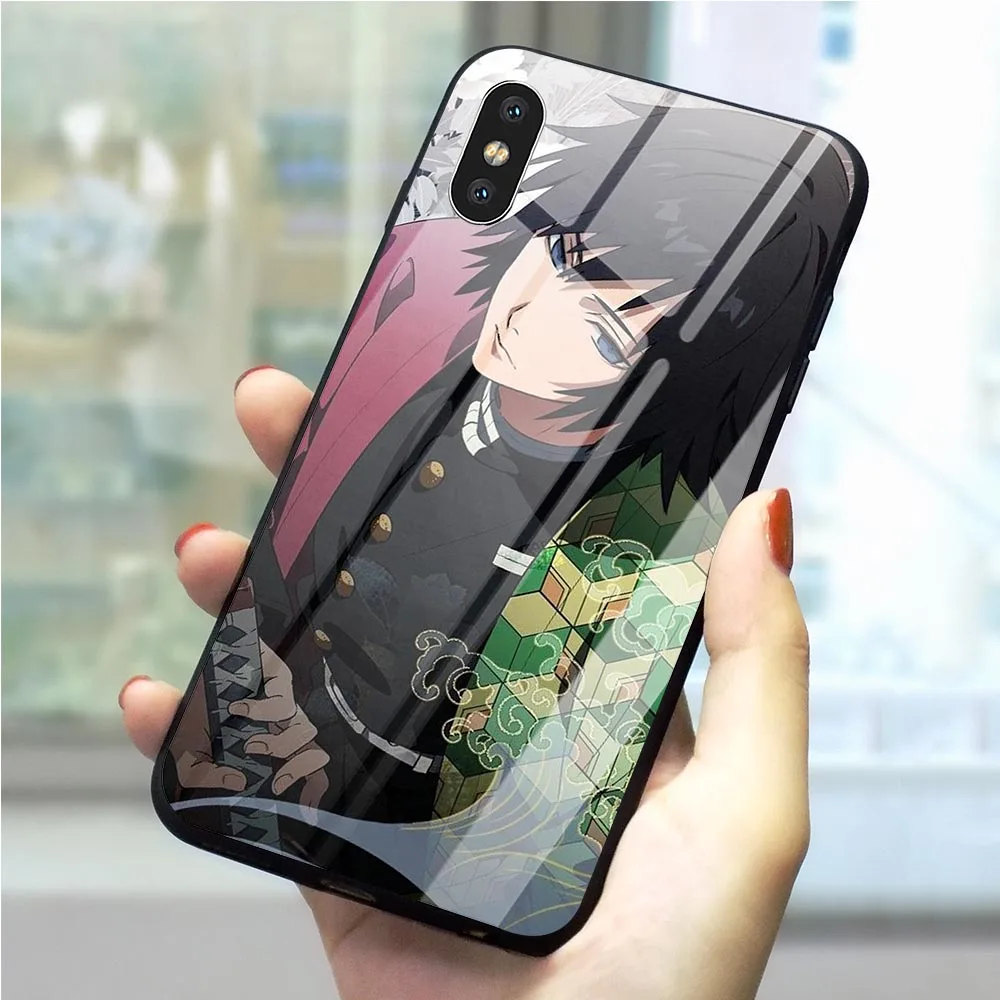 Demon Slayer Tomioka Giyuu чехол из закаленного стекла для телефона для iPhone Xs Max чехол X 6 6S XR 8 Plus 7 5S 5 SE чехол s