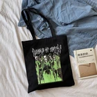 Женская сумка через плечо, в готическом стиле, в стиле Харадзюку, хип-хоп, Большая вместительная Холщовая Сумка, новая женская сумка, сумки-шопперы Ulzzang с темными буквами