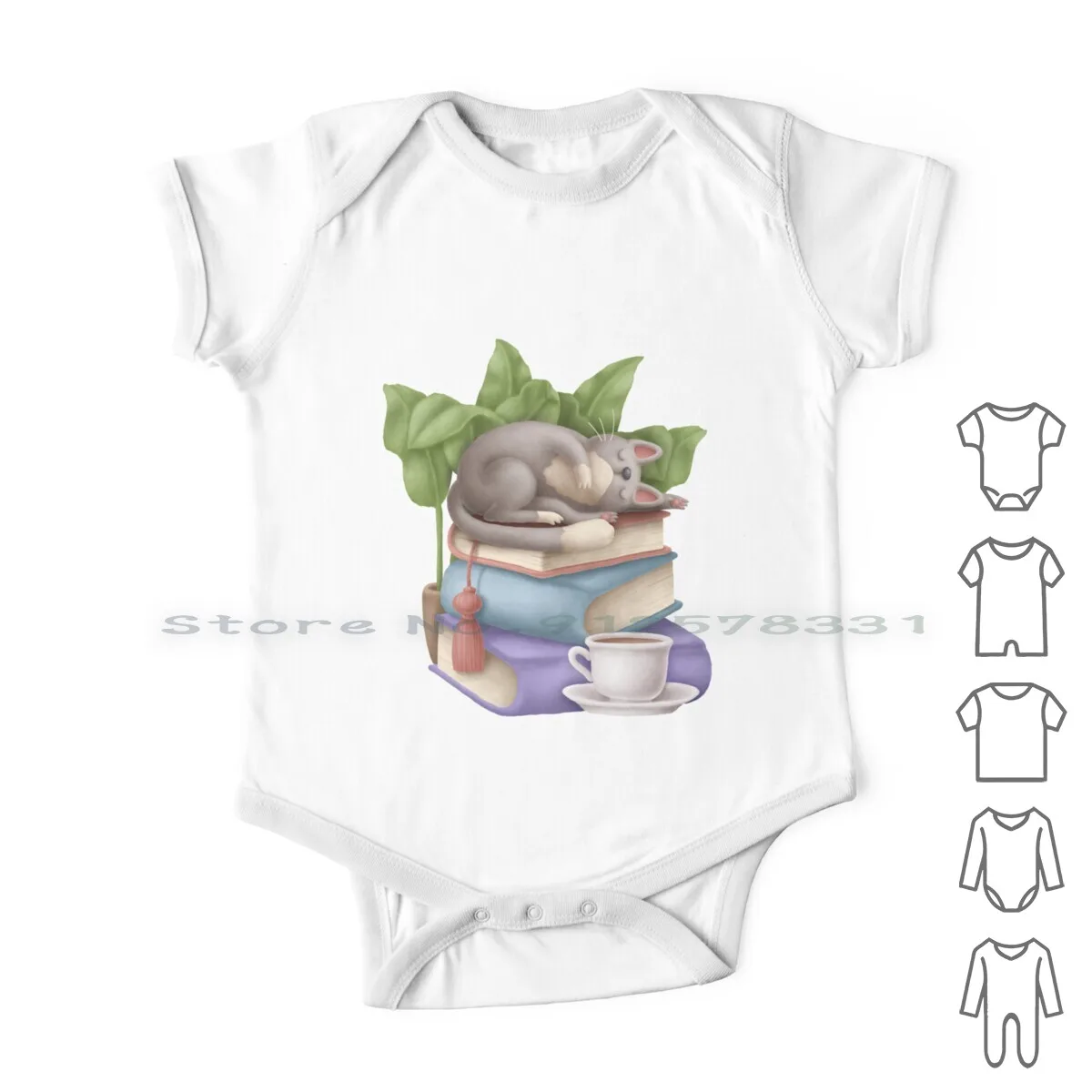 

Cute Cat Napping On Books With Tea Newborn Baby Clothes Rompers Cotton Jumpsuits Cat On Books Cat Napping Sleeping Cat Stack Of