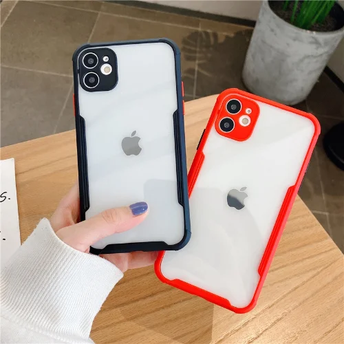

Contrasting Color Transparent Phone Case For iPhone 11 12 Pro Max XR XS X 6 6S 7 8 Plus SE 2020 Anti-knock Acrylic Bags Cover