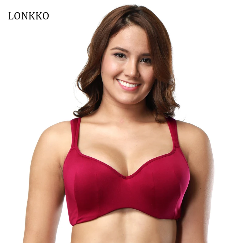 Однотонные бюстгальтеры красного цвета больших размеров женское Бесшовное