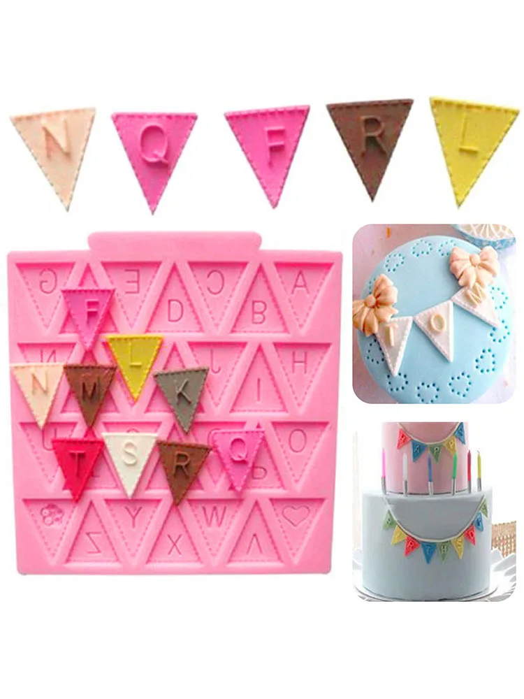

Cooking Tools Flag Shape 26 English Letters Silicone Mold Chocolate Fondant Cake Decorating Cake sugar craft Moulds Tools