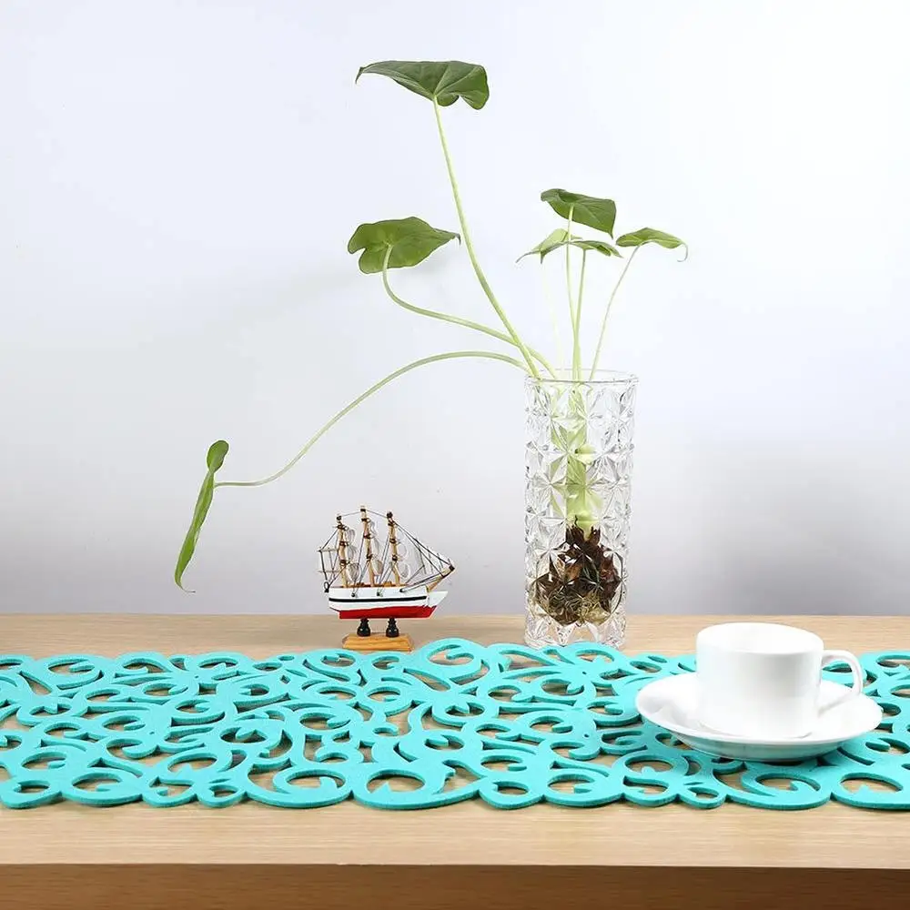 

100*30cm Stylish Hollow Felt Tablecloth Runner Placemats Table Supplies Mat Household Table Decoration Pads