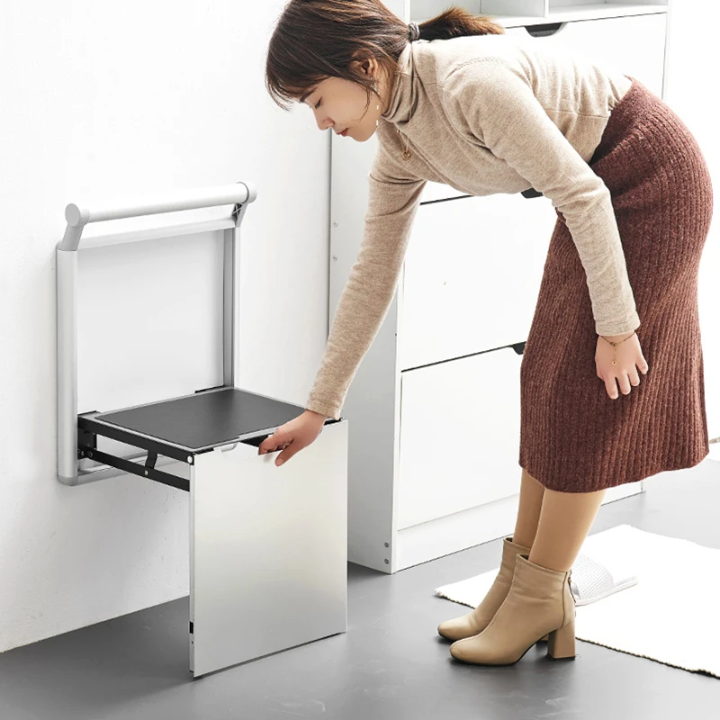 

Домашний декор, Скандинавская мебель для ванной комнаты, складной стул, ультратонкий настенный стул, скрытый поручни, сменный стул для обув...