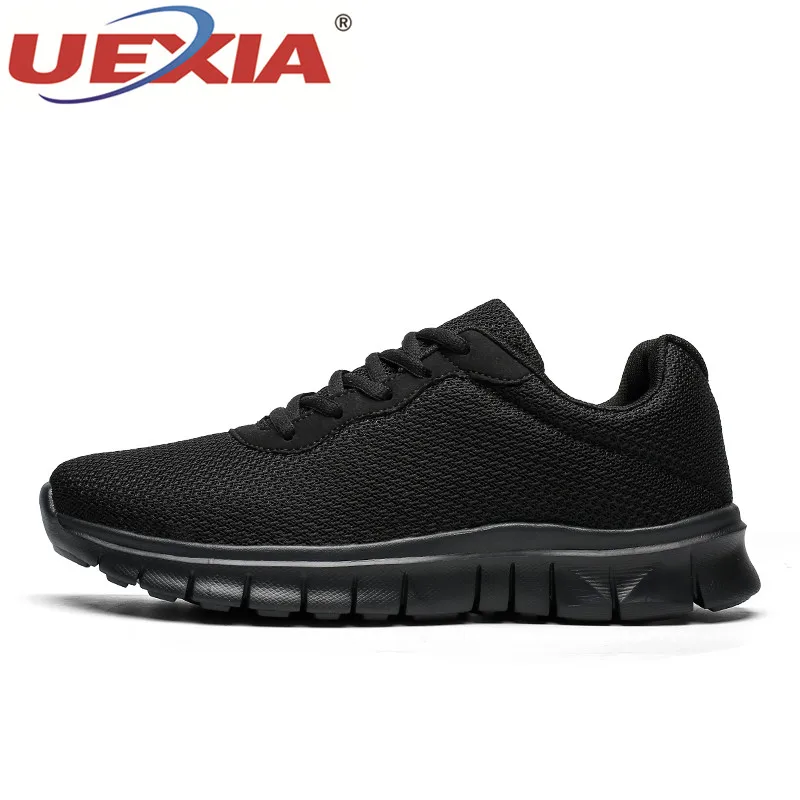black 0560 UEXIA/кроссовки; Повседневная обувь; Мужская прогулочная Обувь На Шнуровке; сезон весна-осень; модная дышащая удобная мужская обувь; zapatos hombre - Цвет: black 0560