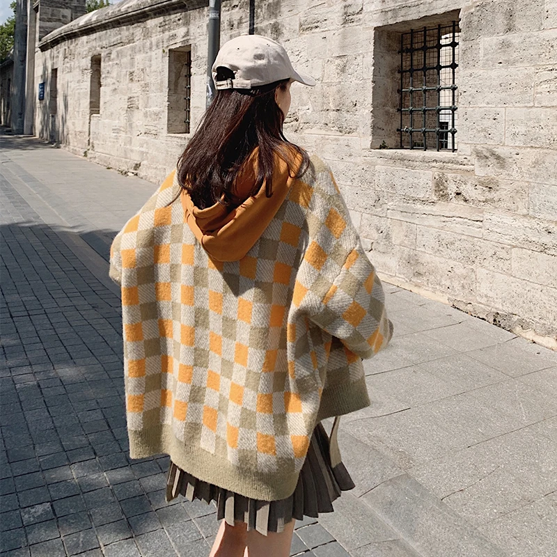 MISHOW 2019 осенний винтажный клетчатый вязаный кардиган для женщин модное клетчатое