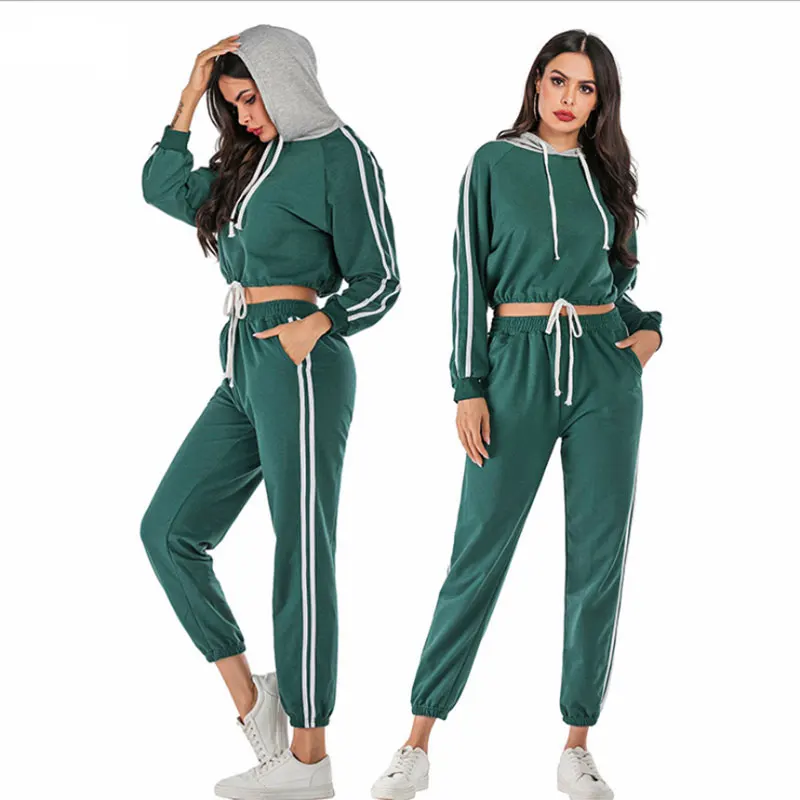 Diwish/женский комплект однотонный спортивный свитер зеленый костюм короткое