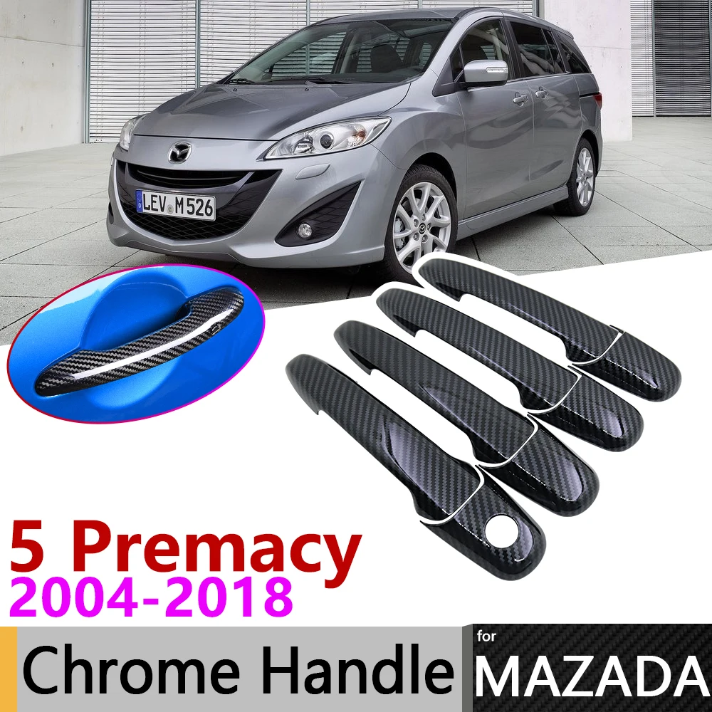 Черная крышка ручки двери из углеродного волокна для Mazda 5 Premacy 2004 ~ 2018 2005 2010 2013 2017