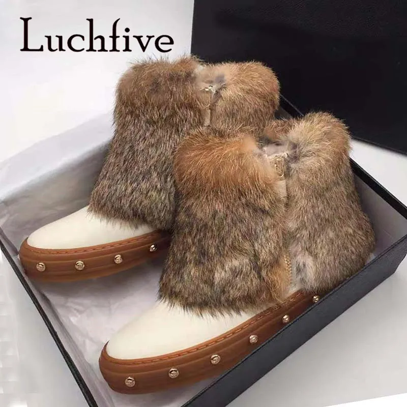 Роскошные шикарные зимние ботинки на меху Зимние ботильоны плоской подошве