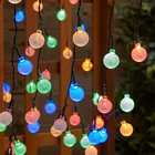 Уличная Светодиодная лампа на солнечной батарее, 8 режимов, гирлянда с хрустальным шариком, декоративный шнурок для сада, патио, Рождества, дома, 22 м, 12 м