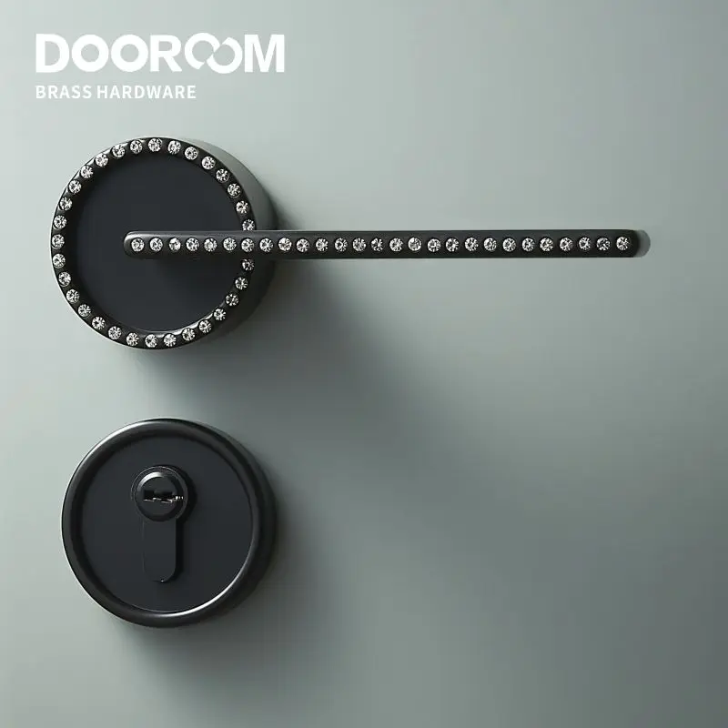 Dooroom латунный дверной замок современный черный PVD золотой с бриллиантом для