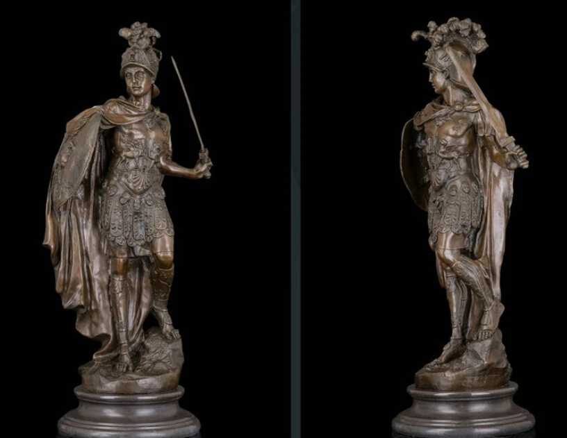 Скульптура в стиле АР-деко древний римский воин меч и щит бронзовая статуя R0712 B0403