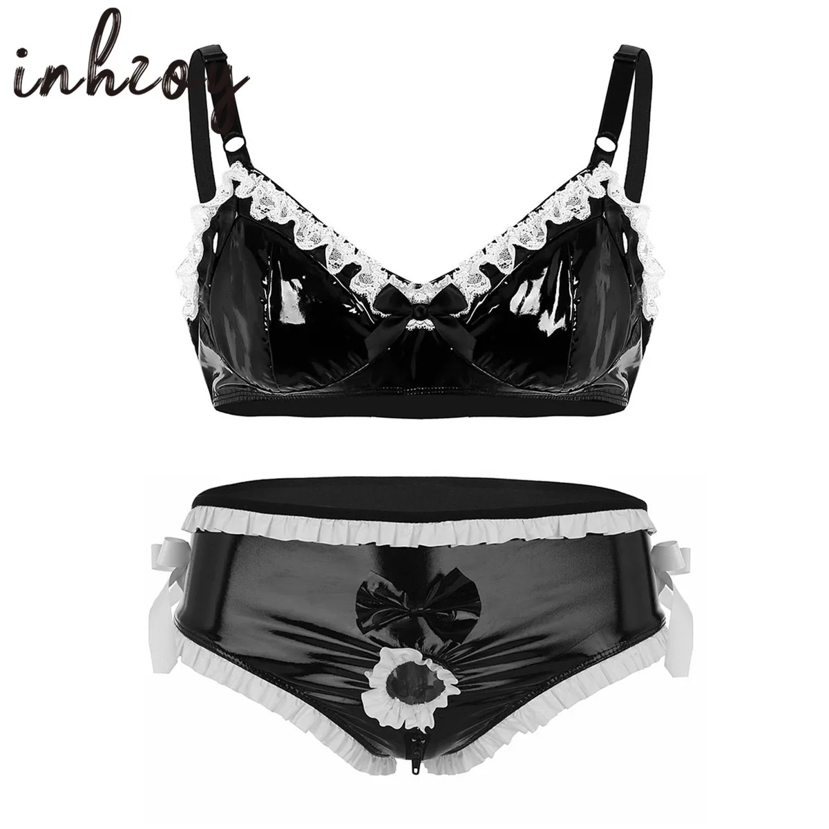 Мужские брифы нижнее белье Sissy сексуальные латексные кожаное бикини Look