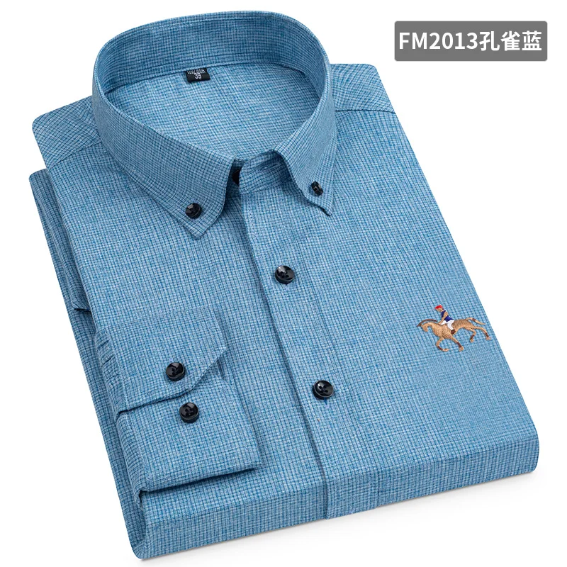 Men's Classic Long Sleeve Bamboo-fiber Men Shirt Pocketless Regular-fit Comfortable Soft Stretchy Non-Iron Solid Man Dress Shirt