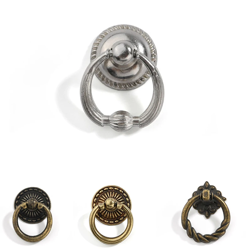 

European-style ring-shaped bronze handle hanging ring drawer handle ring handle single hole pull ring handle cabinet door handle