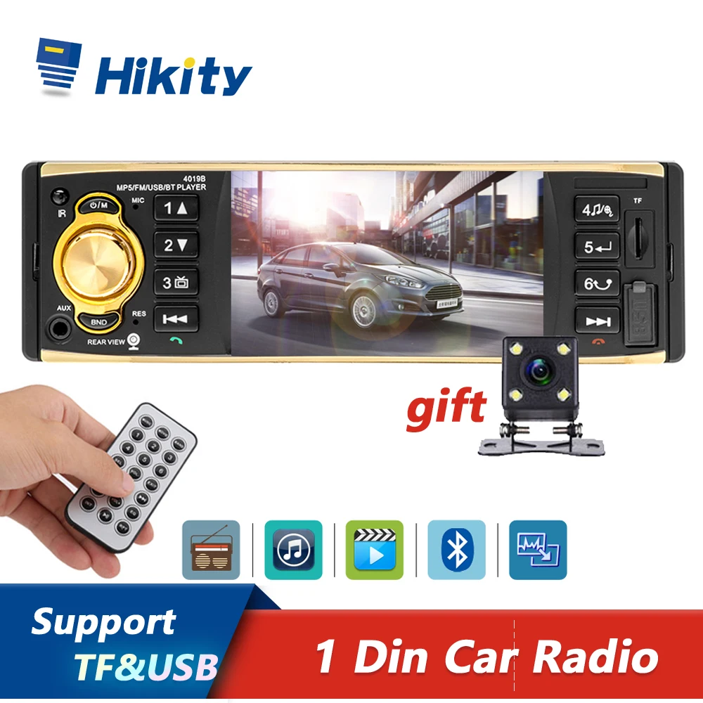 Hikity 4019B 4 1 дюймов один Дин радио аудио стерео приемник AUX FM Bluetooth Авто Поддержка