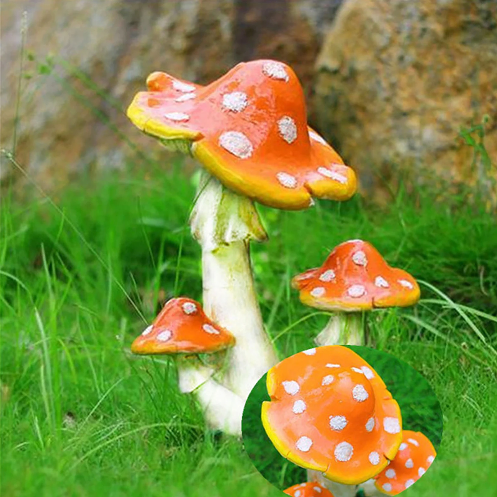 

Cute Resin Decor Model Mushroom Toadstool Miniature Fairy Garden Terrarium Figurine Dollhouse Decoration Garden Accessories