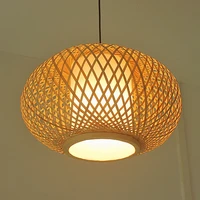 hand knitted bamboo pendant lightjapan style e27 for restaurant bedroom rustic rattan art lampadario industrial lamp suspendues